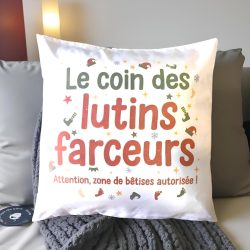 Coussin "Le coin des lutins farceurs" – 40x40 cm