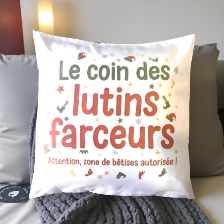 Coussin "Le coin des lutins farceurs" – 40x40 cm