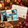 Carte postale « Le trésor de Barbe Noire » du kit Chasse aux trésors : lutin pirate sur la plage, message au dos