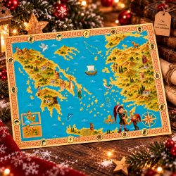 Carte de la Grèce antique du kit Le Voyage des Lutins dans la Mythologie Grecque, édition 2026