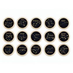 Les 15 pièces de collection du kit galactique, une constellation par escale : Lion, Balance, Grande Ourse, Licorne
