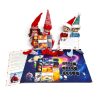 Kit Voyage galactique au complet : carte du système solaire, cartes postales des planètes, pièces de collection et quatre lutins