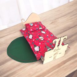 Ensemble de draps de lit faits main (4 pièces) – "Lutins fond rouge", vue 2