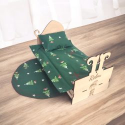 Ensemble de draps de lit faits main (4 pièces) – "Sapins fond vert", vue 2