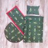 Ensemble de draps de lit faits main (4 pièces) – "Sapins fond vert"