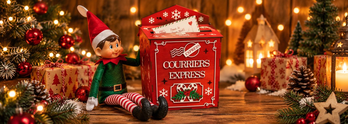 Boîte aux lettres magique Courriers Express avec une lettre pour le Père Noël